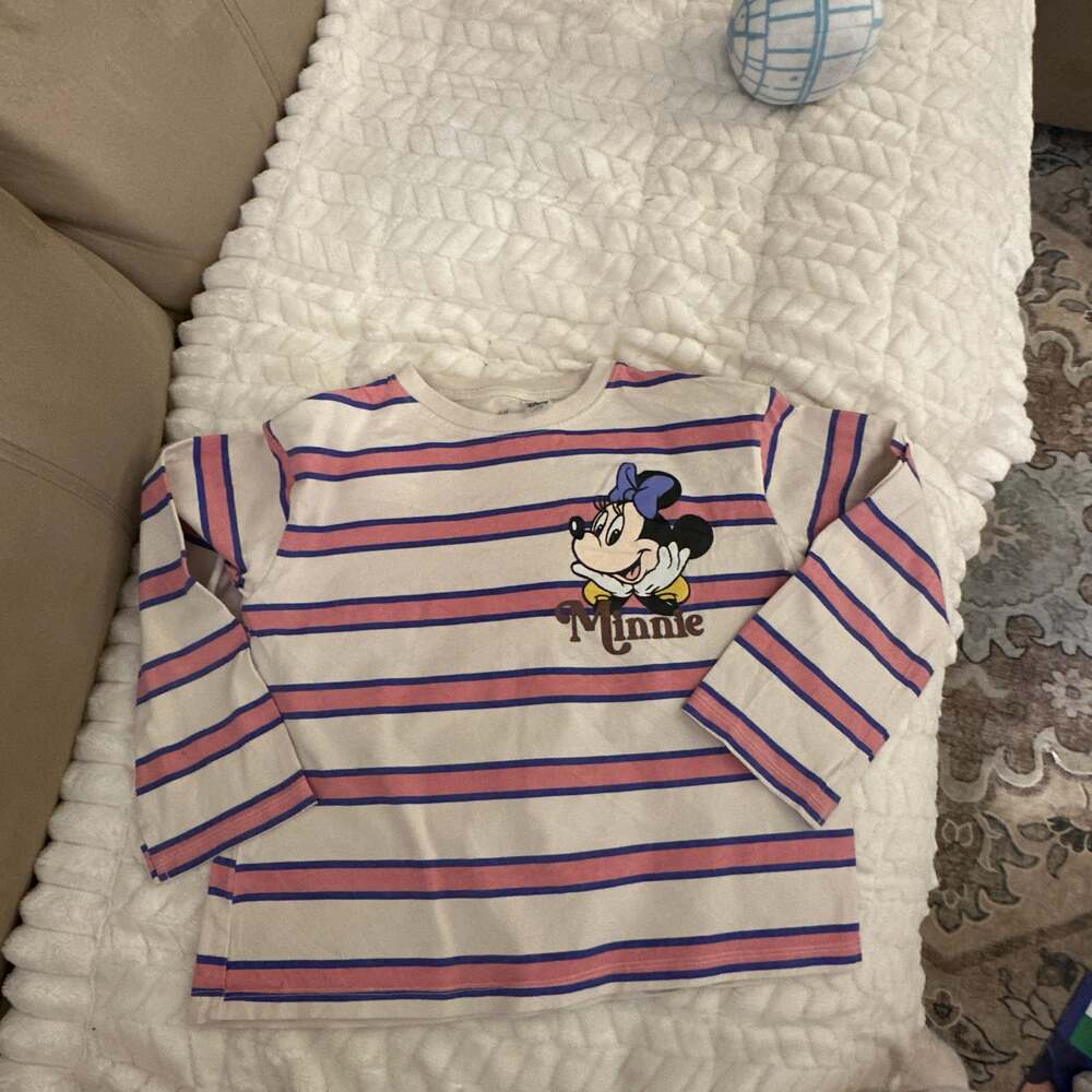 Motif-detail Cotton Top - Cream/Minnie Mouse - Kids